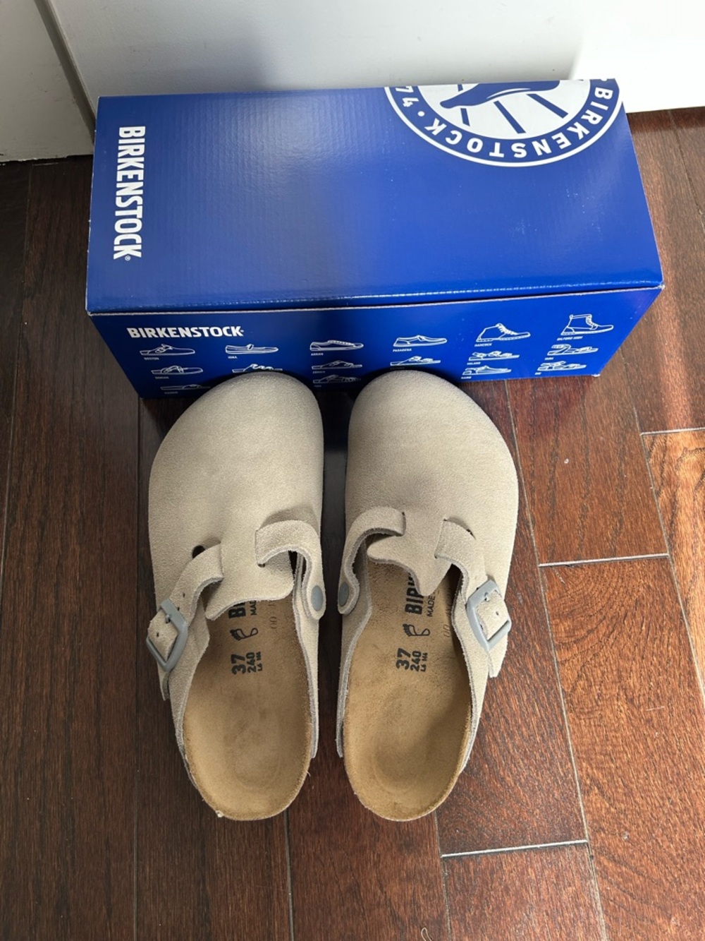 Birkenstock Boston Light Gray Clogs - Picture 3 of 6